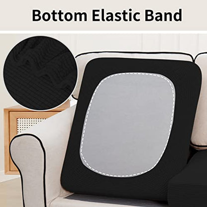 Easy-Going Stretch Individual Loveseat Couch Cushion Cover Sofa Cushion Furniture Protector Sofa slipcover Soft Flexibility with Elastic Bottom (2-piece Loveseat Cushion Cover, Black) - color: Black, size: 2-piece