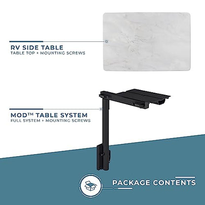 Manufacturers' Select ITC RV Side Table with MOD Table Leg System (Roman Marble Table Top w/Black Table Leg) - color: Roman Marble Table Top W/ Black Table Leg