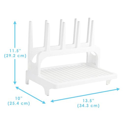 PopYum White Space Saving Drying Rack from 100% Recycled Bottles | Space Saving, Made from 100% Recycled Bottles, Countertop for Baby Bottles, For Plastic Bags, Cups, Glass, Tumblers, Compact - color: White