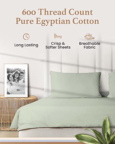 Good Sleep Bedding 600 TC Luxurious Sage RV Sheets - 72 x 75, 100% Egyptian Cotton, 4 Piece Set, Ultra Soft Camping Sheets with 16" Deep Pockets - color: Sage, size: Short King (72 x75)