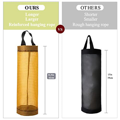 TOGETRUE Plastic Bag Holder, Mesh Grocery Bag Holder Hanging Storage Bag Dispenser (Yellow 2 Packs) - color: Yellow 2 Packs