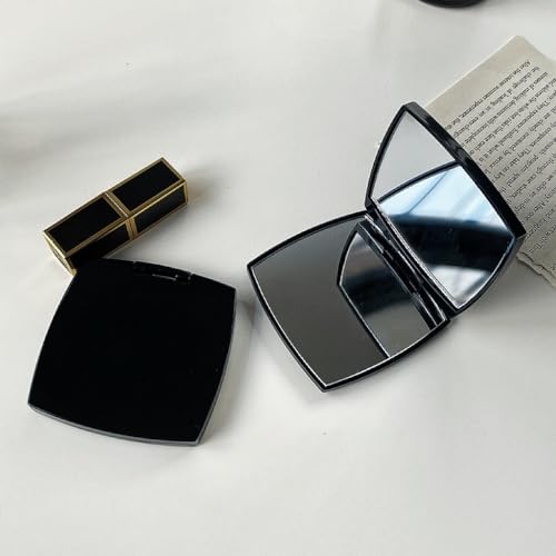 Vanity Mirror - Elegant Foldable Compact Cosmetic Mirror for Travel (Black)