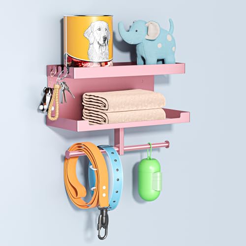 Dog Leash Holder for Wall, Leashes Hanger, Wall Mounted Dog Stuff Storage and Organizer, Metal Key Holder Pet Leash Hooks for Leashes, Training Treats, Chew Toys, Keys, Large (Rose Gold) - color: Rose Gold