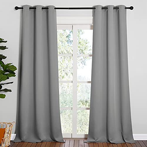 NICETOWN Thermal Insulated Blackout Curtains - Grommet Top Window Treatment Drapes for Hall (2 Panels, W42 x L90 inches, Silver Grey) - color: Silver Grey, size: 42"W x 90"L (Pack of 2)