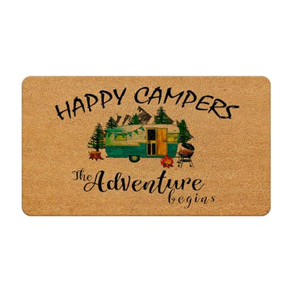 Camping Mat - Outdoor Indoor Welcome Mat for Camper RVs, 17x30 Inches - color: Happy Camper - Coir Mats