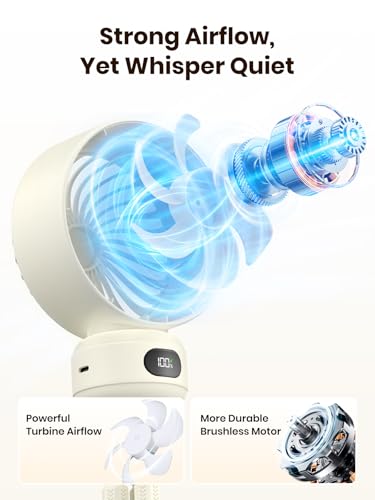 Warmco Portable Stroller Fan, 4000mAh Rechargeable Clip On Fan with Flexible Tripod (Up to 15H), 4 Speeds, LED Display, Detachable Grille, Quiet Operation, for Car Seat, Crib & Treadmill - color: White