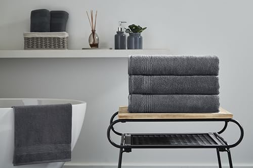 Ozdilek 4-Piece Bath Towels, 27x54, 100% Turkish Cotton, Luxury Quick Dry, Extra Large, Fade-Resistant, Eco-Friendly, Spa Towel, Comfortable (Anthracite Grey) - color: Anthracite Grey