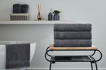 Ozdilek 4-Piece Bath Towels, 27x54, 100% Turkish Cotton, Luxury Quick Dry, Extra Large, Fade-Resistant, Eco-Friendly, Spa Towel, Comfortable (Anthracite Grey) - color: Anthracite Grey