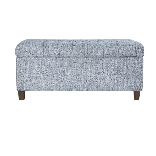 HomePop Ainsley 40" Storage Ottoman Bench - Blue Gray Woven Fabric - color: Blue Gray Woven Fabric