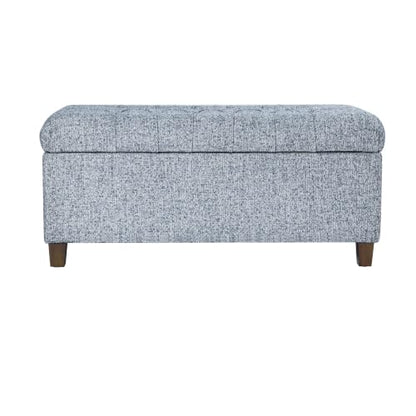 HomePop Ainsley 40" Storage Ottoman Bench - Blue Gray Woven Fabric - color: Blue Gray Woven Fabric