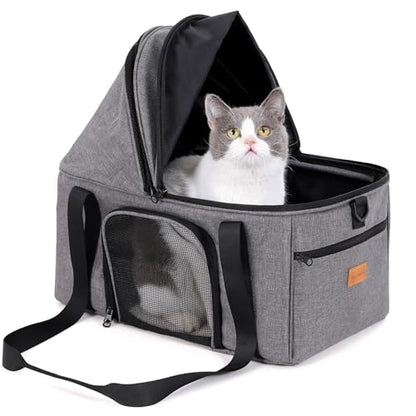 BurgeonNest Top-Expandable Large Cat Carrier, Soft Sided Cat Bag Carrier for Medium Large Pet Up to 15 lbs, Upgraded Small Dog Car Seat, Puppy Travel Bag with Semi-Open Canopy - size: Medium