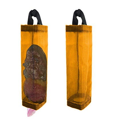 TOGETRUE Plastic Bag Holder, Mesh Grocery Bag Holder Hanging Storage Bag Dispenser (Yellow 2 Packs) - color: Yellow 2 Packs