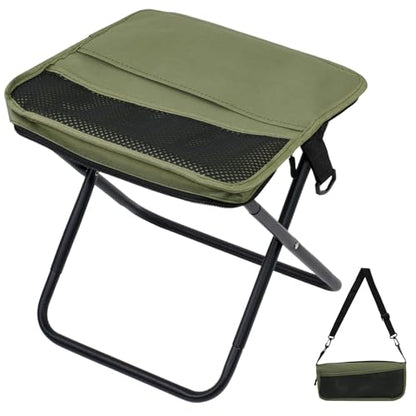 Foldable Camping Stool, Portable Collapsible Chair with Carry Bag, Ultralight Outdoor Folding Stool for Hiking Fishing, Hold Up to 265 Lbs, Green - color: Green