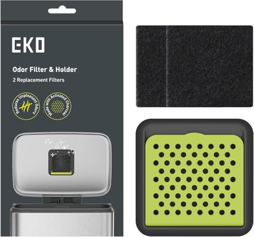 EKO Activated Charcoal Odor Filter Kit – 2-Pack Strong Odor Absorber and Deodorizer with Filter Case for Trash Cans - size: Starter Kit