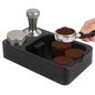 Espresso Tamping Station with Knock Box, 3-in-1 ABS Coffee Tamper Station Organizer for 51/54/58mm Tamper for Home Cafe Office, Black