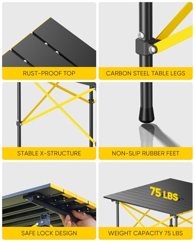 FanttikOutdoor Zeta V11 Pro Camping Table, Portable Folding Roll Up Table with Lightweight Aluminum Top & Carry Bag for Camping, BBQ, Tailgating Party, Picnic, Backyard, Large - size: 27.8" x 27.6" x 26.9"