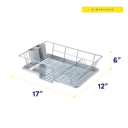 Space-Saving 3-Piece Dish Drainer Rack Set with Cutlery Holder - Maximize Kitchen Countertop Space, Silver - color: Silver