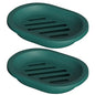 Topsky 2 Pcs Soap Dish for Shower, Double Layer Draining Soap Savers with Drip Tray - Dark Green - color: Dark Green