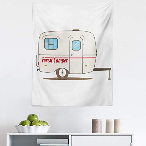 Lunarable Camper Tapestry, Vintage Van Recreational Caravan Travelers Truck on the Road Retro Graphic Design, Fabric Wall Hanging Decor for Bedroom Living Room Dorm, 23" X 28", Beige - size: 23" X 28"