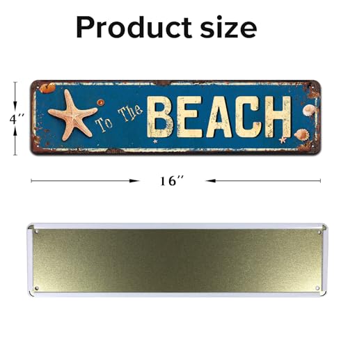 To The Beach Sign, Beach House Decor, Novelty Metal Tin Signs 4x16 Inches - color: V-103
