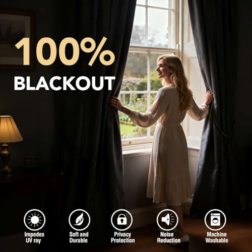 H.VERSAILTEX Linen Look 100% Blackout Curtains 45 Inches Long for Bedroom Full Light Blocking Rod Pocket 42 Inches Wide Linen Textured Thick Window Curtain Drapes with White Backing, Navy, 2 Panels - color: Navy, size: 42"W x 45"L (Pack of 2)
