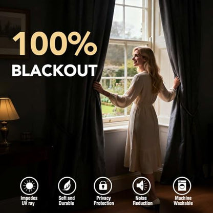 H.VERSAILTEX Linen Look 100% Blackout Curtains 63 Inches Long for Bedroom Rod Pocket 42 Inches Wide Linen Textured Thick Window Curtain Drapes with White Backing, Bright White, 2 Panels - color: Bright White, size: 42"W x 63"L (Pack of 2)