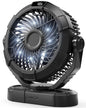 Gaiatop Portable Camping Fan with LED Lantern, Power Display 360° Head Rotation, Hanging Hook for Tent, 3 Speed Quiet Rechargeable Battery Operated USB Fans for Indoor Outdoor Travel Black