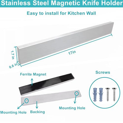 Magnetic Knife Holder for Wall, Knife Magnetic Strip Magnetic Knife Holder for Refrigerator Mount Knife Rack Kitchen Utensil Holder Metal Tool Holder Knife Block Kitchen Organizers Accessories 17 Inch - size: 17 inches