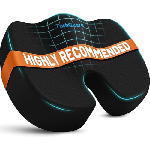 TushGuard Seat Cushion, Office Chair Cushions, Car Seat Cushion, Non-Slip Sciatica & Back Coccyx Tailbone Pain Relief Chair Pad, Memory Foam Butt Pillow for Computer Desk, Office Chair(Black, XXL) - color: Black, size: XX-Large