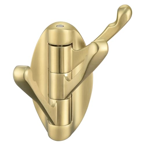 Angle Simple Towel Hook Brushed Gold, Metal Folding Swivel Towel Holder, Bathroom Robe Clothes Coat Hook, Home RV Organizer, Screw Mount - color: Brushed Gold, size: 1 Pack