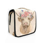 Retro Flower Highland Cow Hanging Toiletry Makeup Bag Travel Organizers Toiletries Cosmetics Bag for Women - color: Flower Highland Cow