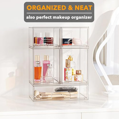 SpaceAid Bottle Storage Organizer Baby - Acrylic Bottles Station Organizer Container, Stackable Clear Drawers for Countertop, Vanity, Bathroom, Cabinet, Pantry Organization, 5 Pack, 2S2M1L, 15.4"H - size: 15.4"H, 5 Pack, 2S2M1L