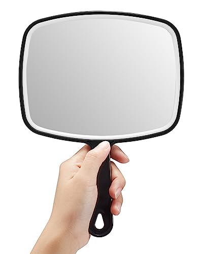OMIRO Hand Mirror, Large Black Handheld Mirror with Handle, 7.4" W x 10.3" L, Pack of 3 - size: 10.3"L x 7.4"W - Pack of 3