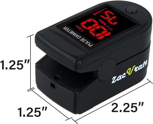 Zacurate 500 Series Fingertip Pulse Oximeter Blood Oxygen Saturation Monitor with Silicon Cover, Batteries and Lanyard, Royal Black - color: Royal Black