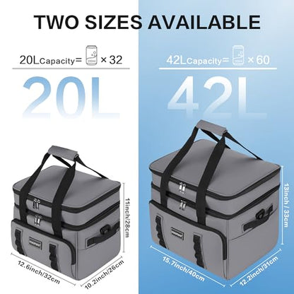 Hulongo Insulated Soft Cooler Bag, Large Ice Coolers Soft Sided Ice Chest for Beach, Collapsible and Portable - color: gray (30 CAN Medium)