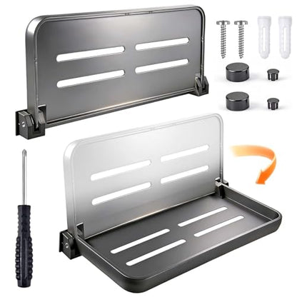Aluminum RV Folding Wall Shelves, Wall-Mounted Hidden Foldable Shelf, RV Furniture Parts and Hardware, Space-Efficient Versatile Floating Storage for Laundry Room, Kitchen, Toilet Room
