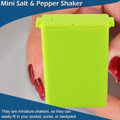 Home-X Mini Salt and Pepper Shakers - Dishwasher Safe, Plastic Salt and Pepper Shakers with Lids - Small Salt and Pepper Shakers for Camping, Travel, Lunchbox - Set of 2 Travel Salt Shaker - Green