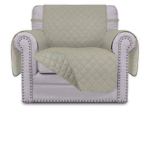 Easy-Going Chair Sofa Slipcover Reversible Sofa Cover Water Resistant Couch Cover Furniture Protector Cover with Elastic Straps for Pets Kids Children Dog Cat (Chair, Beige/Beige) - color: Beige/Beige, size: Small Chair