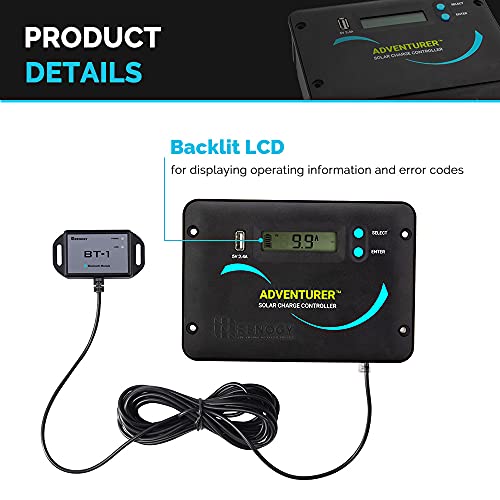 Renogy 200 Watts 12 Volts Monocrystalline RV Solar Panel Kit with Adventurer 30A LCD PWM Charge Controller and Mounting Brackets for RV, Boats, Trailer, Camper, Marine, Off-Grid Solar Power System - size: RV200W+ADV 30A