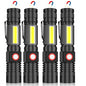 Hoxida Magnetic Flashlight USB Rechargeable, Super Bright LED Tactical Flashlight with Cob Sidelight, Waterproof, Zoomable Best Small LED Flashlight for Camping, Emergency Flashlights - color: 4pcs