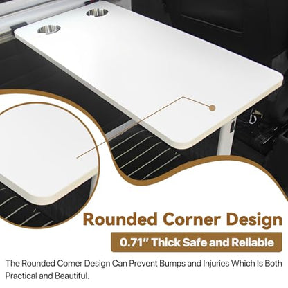 RV Wall Mounted Table With Two Cup Slots Rv Dinette Table Wall Mounted Desk Wood Folding Camper Table for Motorhome Home Office Folding RV Table For Small Space Foldable Multifunctional Table(White) - color: White