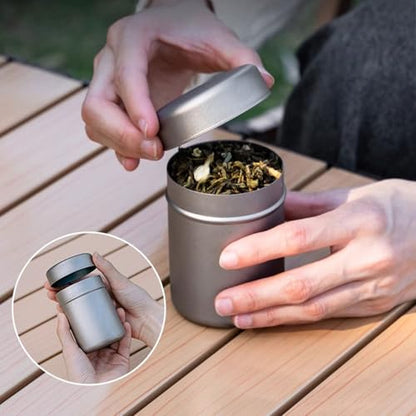 200ml Titanium Tea Canister Portable Travel Storage Box Lightweight Spice Jar Loose Leaf Coffee Herbs Small Capacity Carry-On Container Camping, Car, Outdoor RT1039T (1 pc)