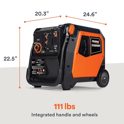 Generac 5,200-Watt Dual-Fuel Portable Inverter Generator - Gas and Propane Compatible - Quiet Operation - Clean, Stable Power - CA Compliant - Great for Home Backup, Camping, and RV Use - style: 5200-Watt Inverter - Electric Start + COsense - 50 ST