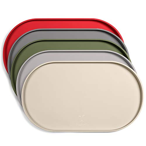 DogBuddy Dog Food Mat - Waterproof Dog Bowl Mat, Silicone Pet Mat for Food and Water Bowls, Nonslip Pet Feeding Mat with Edges, Dogs Food Mats for Floors, Puppy Supplies (Large, White Sand) - color: White Sand, size: 24x14 Inch (Pack of 1)