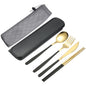 uxcell Travel Utensils with Case, Stainless Steel Portable Silverware, Black/Gold - color: Black/Gold