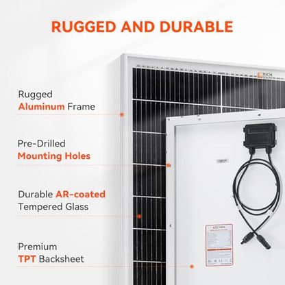 RICH SOLAR 200 Watt 24 Volt 9BB Cell Monocrystalline Solar Panel High Efficiency Solar Module for RV Trailer Camper Marine Off Grid - size: 200W 24V
