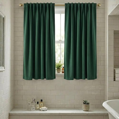 SHINELAND Emerald Green Blackout Thermal Insulated Curtains for Bedroom, Rod Pocket Heat Light Blocking Window Curtain Panels, (52 by 45 Inch Length,2 Panels) - color: Emerald Green, size: 52"W x 45"L (Pack of 2)