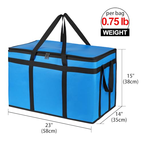 Bodaon 4-Pack Cooler Insulated Food Delivery Bag, Rideshare Delivery Bag, XXX-Large Thermal Bags for Catering/Hot Pizza, Travel/Camping/Picnic/Grocery Reusable Warmer Frozen, Blue-Black Edge - color: Blue, size: XXX-Large
