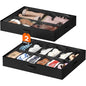 Lifewit Under Bed Shoe Storage Organizer 1 Pack(12 Shoes Cells+4 Boots Cells), 4.3 Inches Profile Fabric Shoes Container Box with Clear Cover, Foldable Storage Bag with 2 Handles, Fits 10 to 16 Pairs - style: 12 Shoes Cells+4 Boots Cells