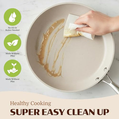 Granitestone Ceraluxe 20 Pc Ceramic Cookware Set Nonstick, Complete Pots and Pans Set Non Stick for Kitchen with Bakeware, Utensils & Steamer, Non Toxic Made Without PFOA PFOS, Oven & Dishwasher Safe - color: Cream